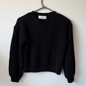 H&M Black Ribbed Crewneck Sweater